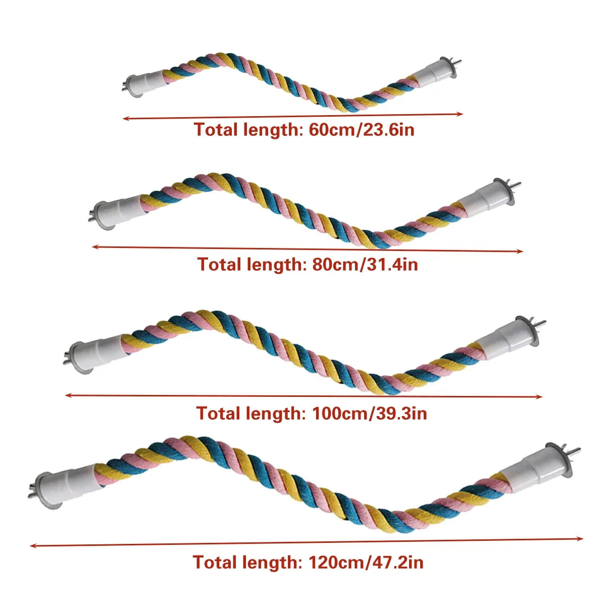 U Shaped Parrot Cotton Rope Climbing Toy Perch Stand for Bird Cage - 100cm