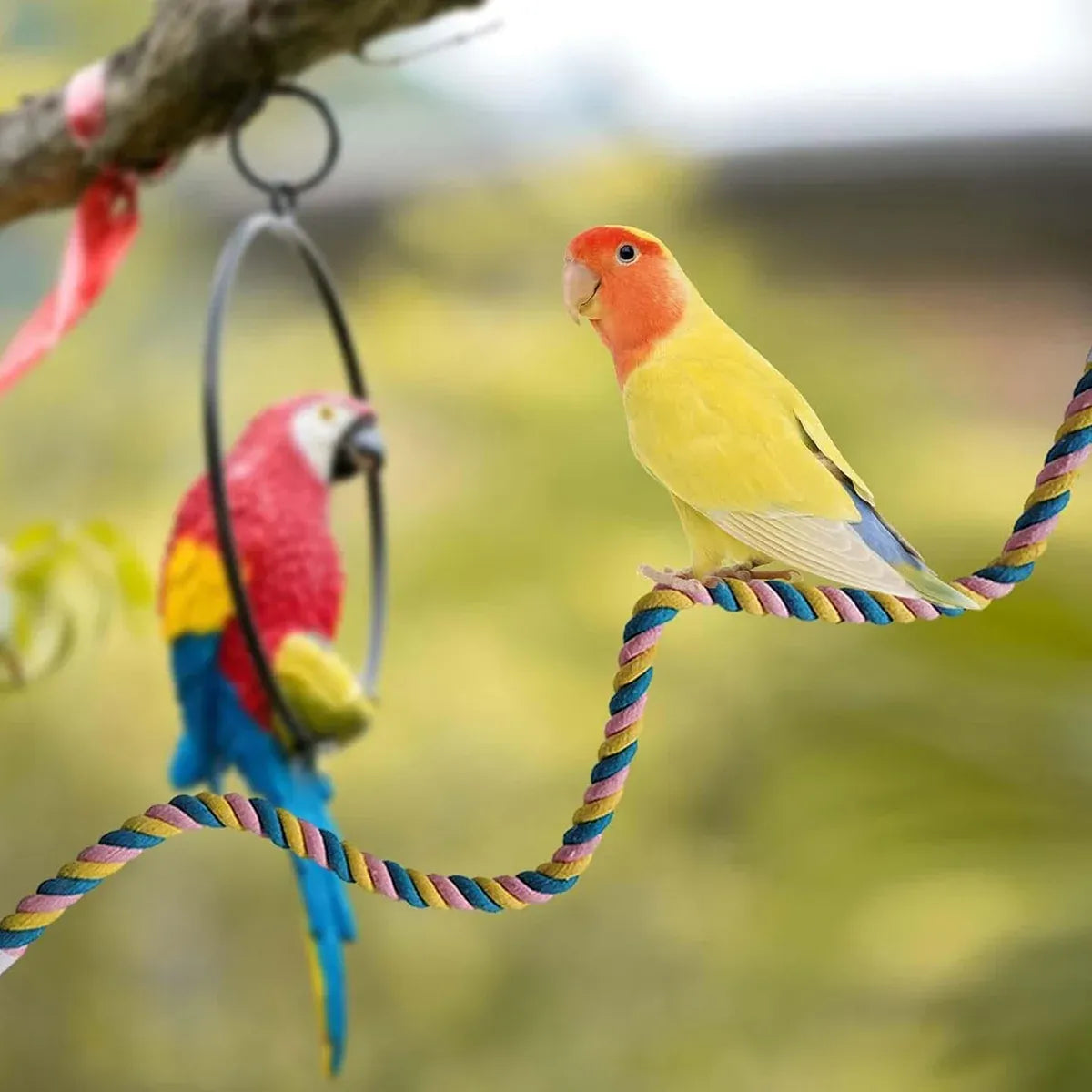 U Shaped Parrot Cotton Rope Climbing Toy Perch Stand for Bird Cage - 100cm