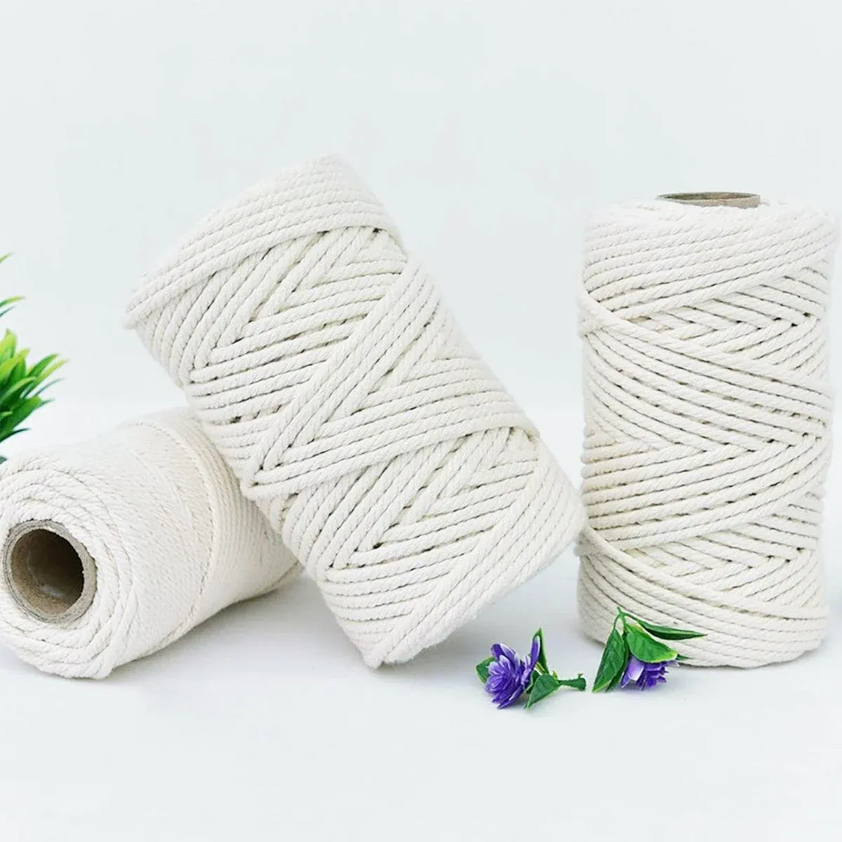 Cotton Rope Macrame Cord 1-12mm DIY Craft Tapestry Binding Decorative String - 12mm x 50m