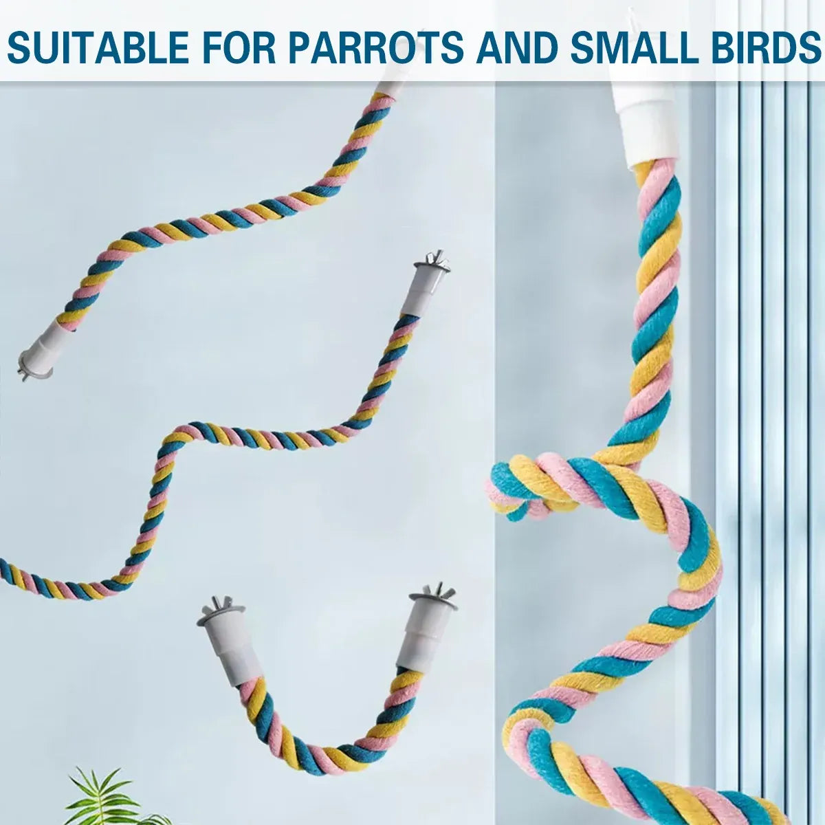 U Shaped Parrot Cotton Rope Climbing Toy Perch Stand for Bird Cage - 120cm