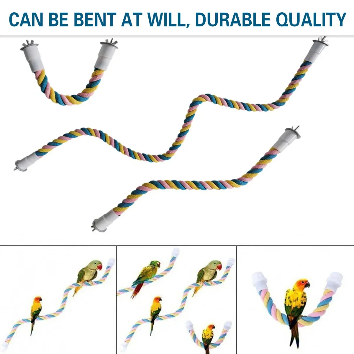 U Shaped Parrot Cotton Rope Climbing Toy Perch Stand for Bird Cage - 60cm