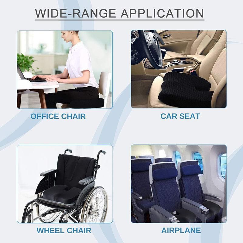 Orthopaedic Memory Foam Seat Cushion Support Back Pain Chair Pillow Car - Coffee