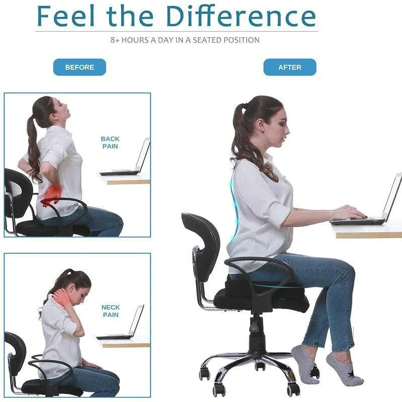 Orthopaedic Memory Foam Seat Cushion Support Back Pain Chair Pillow Car - Coffee