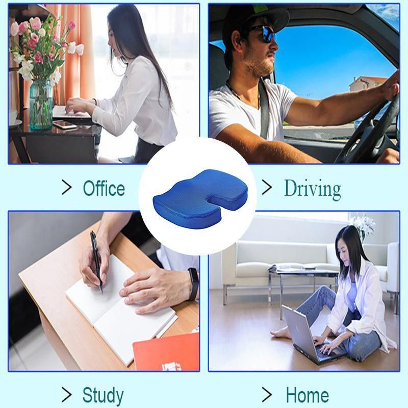 Orthopaedic Memory Foam Seat Cushion Support Back Pain Chair Pillow Car - Coffee