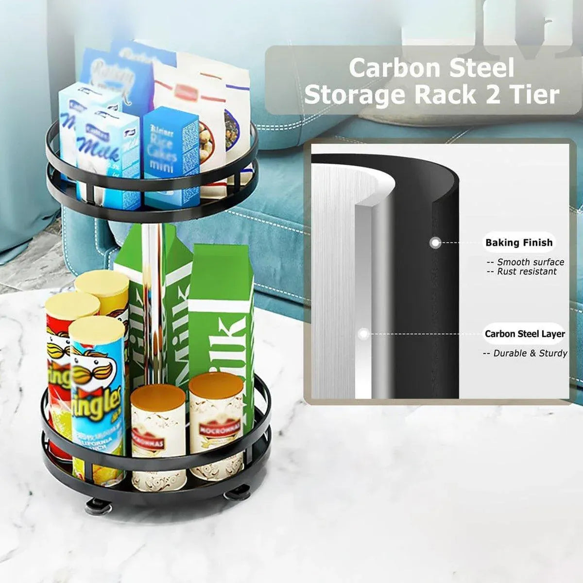 Kitchen Rotating Spice Rack Triple Layer Countertop Organizer Storage Shelf - Double Layer