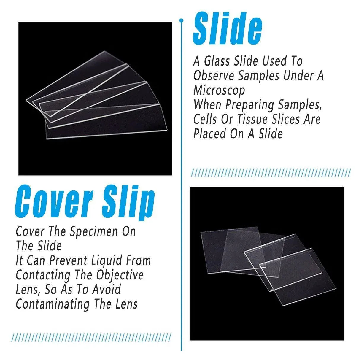 100set Microscope Slide Coverslips for Laboratory Use Glass Slides Research Tool