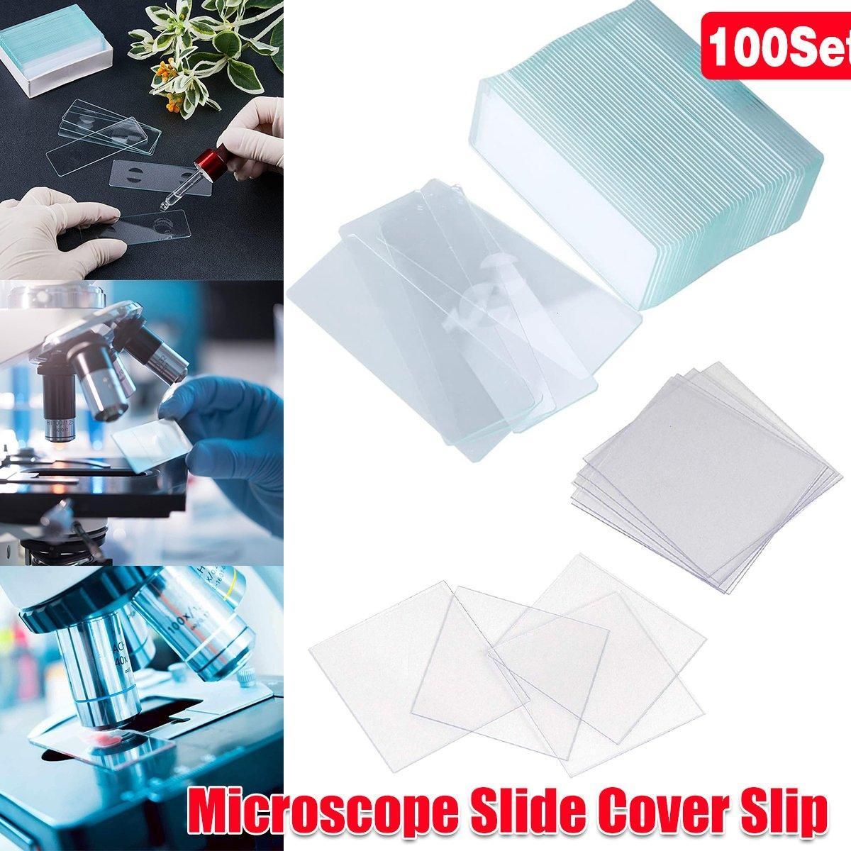 100set Microscope Slide Coverslips for Laboratory Use Glass Slides Research Tool