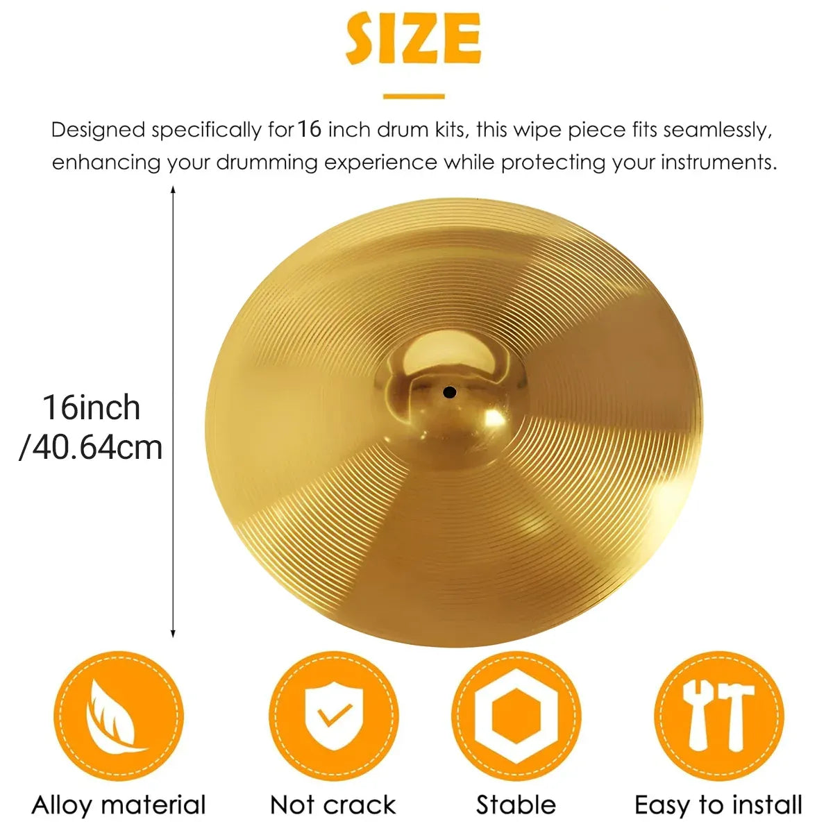 16 Inch Alloy Jazz Drum Cymbal Percussion Instrument High Resonance Durable