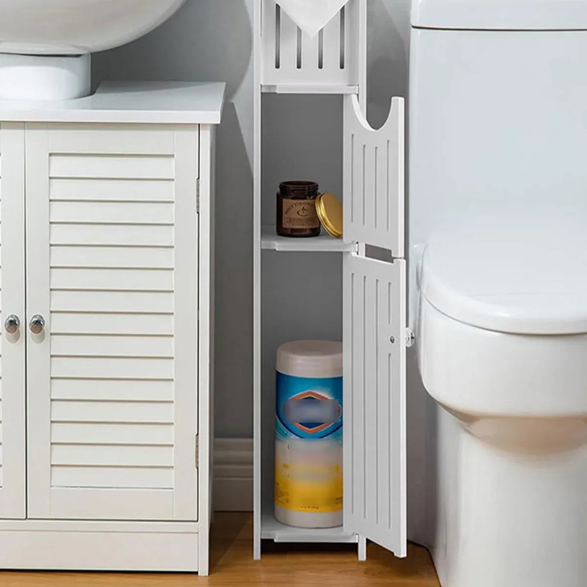 Bathroom Gap Shelf Multi-layer Storage Cabinet Toilet Organizer Restroom Rack