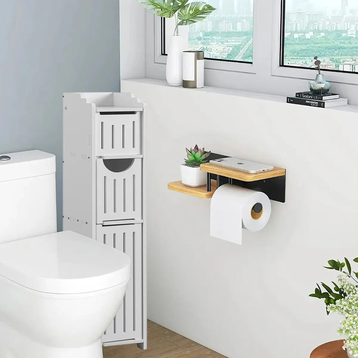 Bathroom Gap Shelf Multi-layer Storage Cabinet Toilet Organizer Restroom Rack