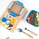 1-Piece Blue Two-Tier Lunch Box with Tray, Dressing Container and Fork