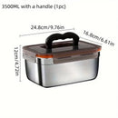 3500ml Stainless Steel Lunch Box Food Storage Container Meal Prep Crisper