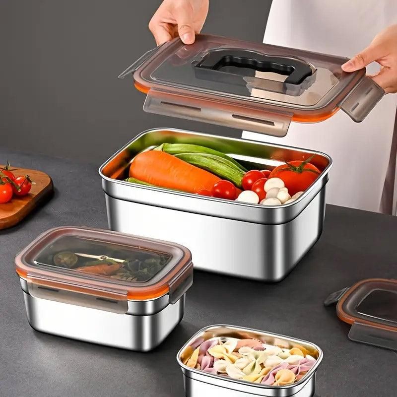 3500ml Stainless Steel Lunch Box Food Storage Container Meal Prep Crisper