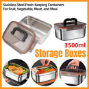 3500ml Stainless Steel Lunch Box Food Storage Container Meal Prep Crisper