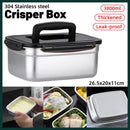 Square 304 Stainless Steel Crisper Box with Lid Large Capacity Lunch Box Storage