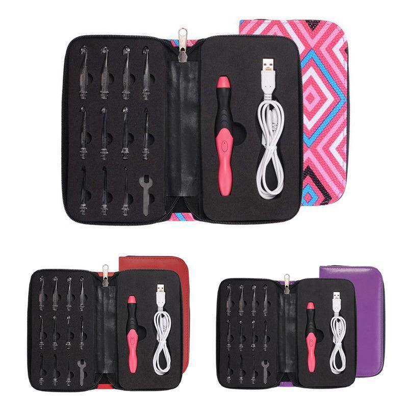 11 In 1 Led Light Up Crochet Hooks Set - Pink
