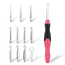 11 In 1 Led Light Up Crochet Hooks Set - Red
