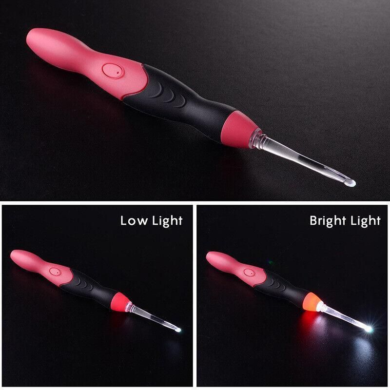 11 In 1 Led Light Up Crochet Hooks Set - Red