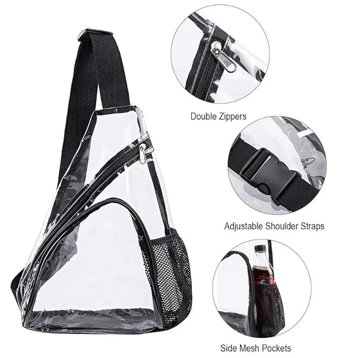 Transparent PVC Waterproof Backpack Crossbody Bag Casual Travel Shoulder Bag