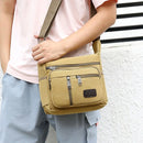 Multi Layer Canvas Crossbody Bag Casual Shoulder Bag for Travel Messenger Bag - Coffee
