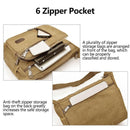 Multi Layer Canvas Crossbody Bag Casual Shoulder Bag for Travel Messenger Bag - Coffee