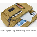 Multi Layer Canvas Crossbody Bag Casual Shoulder Bag for Travel Messenger Bag - Coffee