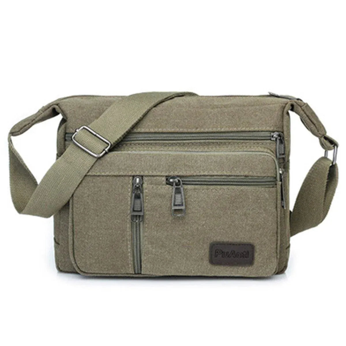 Multi Layer Canvas Crossbody Bag Casual Shoulder Bag for Travel Messenger Bag - Green