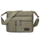 Multi Layer Canvas Crossbody Bag Casual Shoulder Bag for Travel Messenger Bag - Green