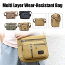 Multi Layer Canvas Crossbody Bag Casual Shoulder Bag for Travel Messenger Bag - Green