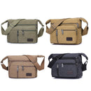 Multi Layer Canvas Crossbody Bag Casual Shoulder Bag for Travel Messenger Bag - Green