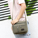 Multi Layer Canvas Crossbody Bag Casual Shoulder Bag for Travel Messenger Bag - Green