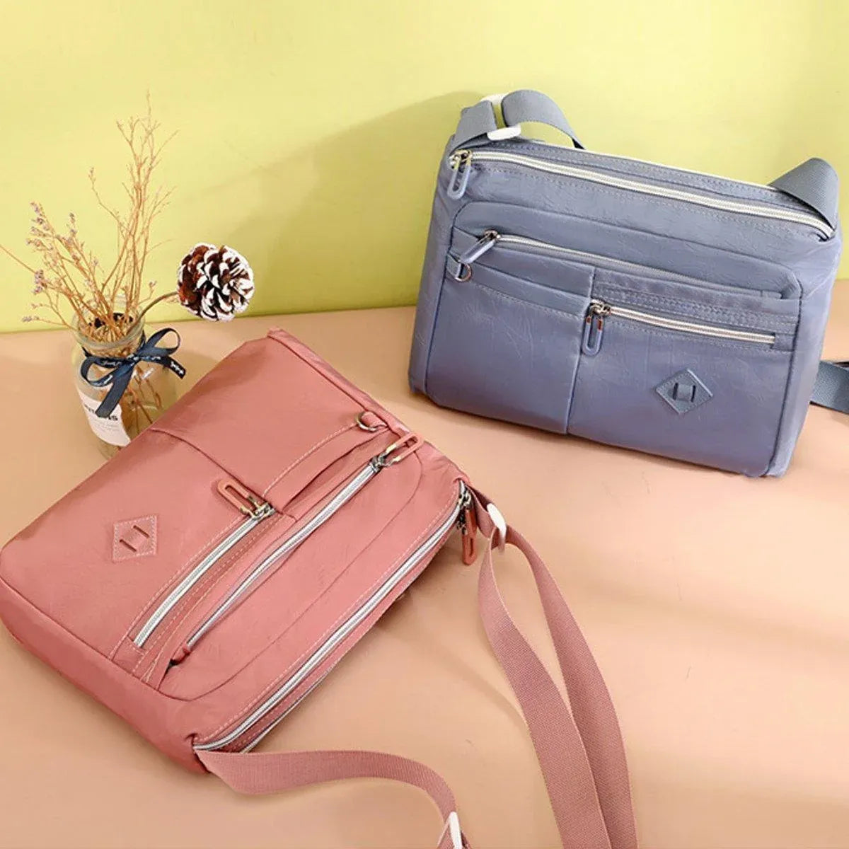 Ladies Large Capacity Crossbody Bag Single Shoulder Small Square Bag Handbag - Grey