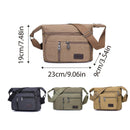 Multi Layer Canvas Crossbody Bag Casual Shoulder Bag for Travel Messenger Bag - Khaki