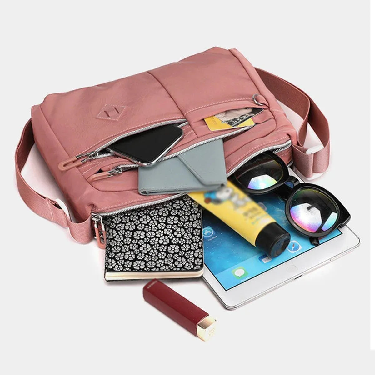 Ladies Large Capacity Crossbody Bag Single Shoulder Small Square Bag Handbag - Pink