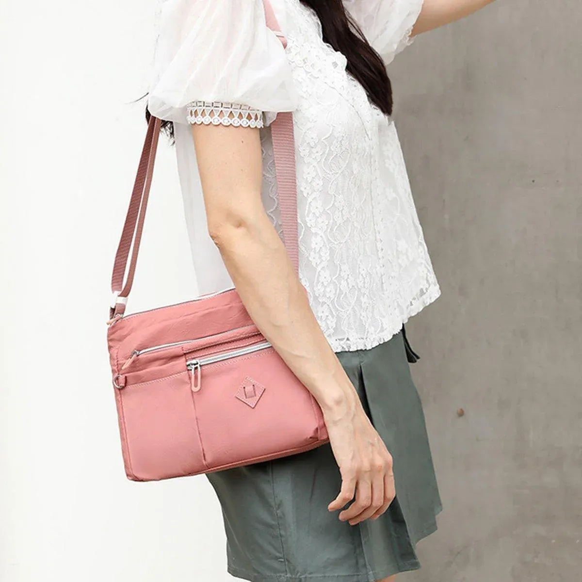 Ladies Large Capacity Crossbody Bag Single Shoulder Small Square Bag Handbag - Pink