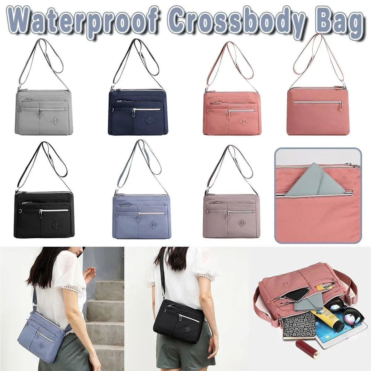 Ladies Large Capacity Crossbody Bag Single Shoulder Small Square Bag Handbag - Pink