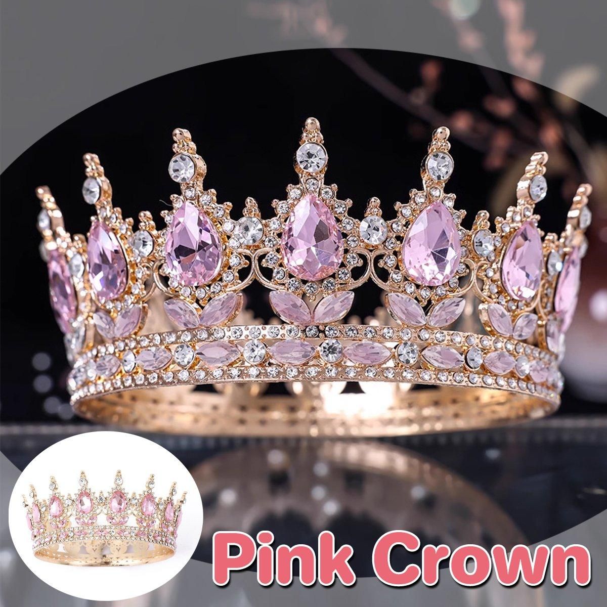 Pink Tiara Crown for Bride Wedding Birthday Bar Mitzvah Party Accessories