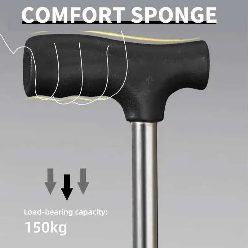 Stainless Steel Walking Stick with Seat Folding Cane Chair for Travel and Outdoor Use