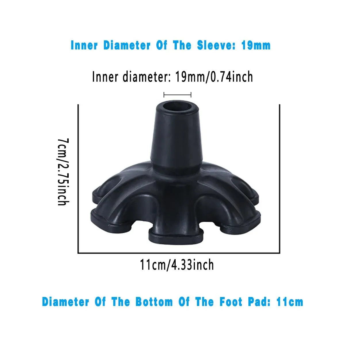 2PCS 19MM Non-Slip Rubber Foot Pads for Walking Cane Crutch Support Replacement