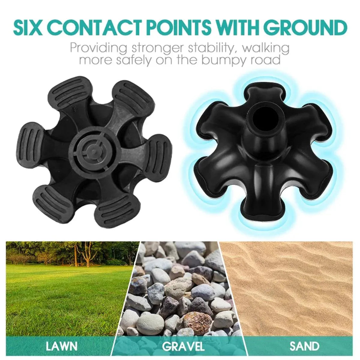 2PCS 19MM Non-Slip Rubber Foot Pads for Walking Cane Crutch Support Replacement