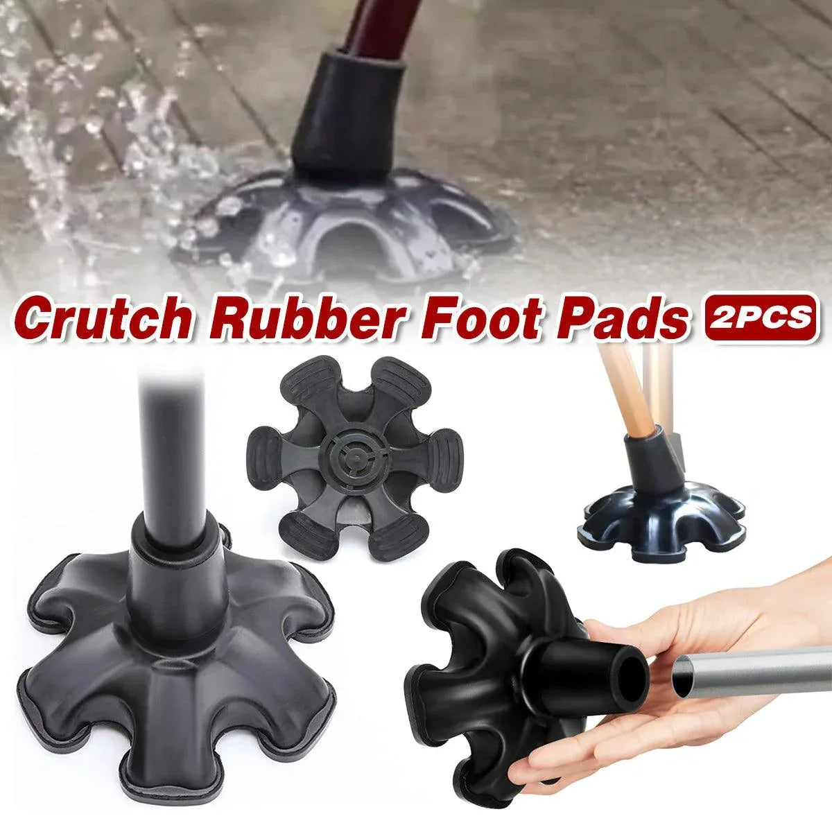 2PCS 19MM Non-Slip Rubber Foot Pads for Walking Cane Crutch Support Replacement