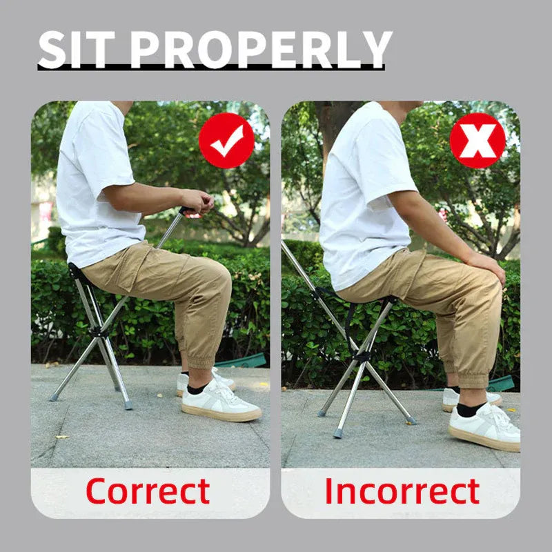Foldable Walking Cane Chair with Seat Lightweight Portable Mobility Aid for Outdoor Use