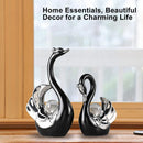 Swan Ceramic Tabletop Ornament Set Home Decor Figurine Gift Room Decoration Art - Black
