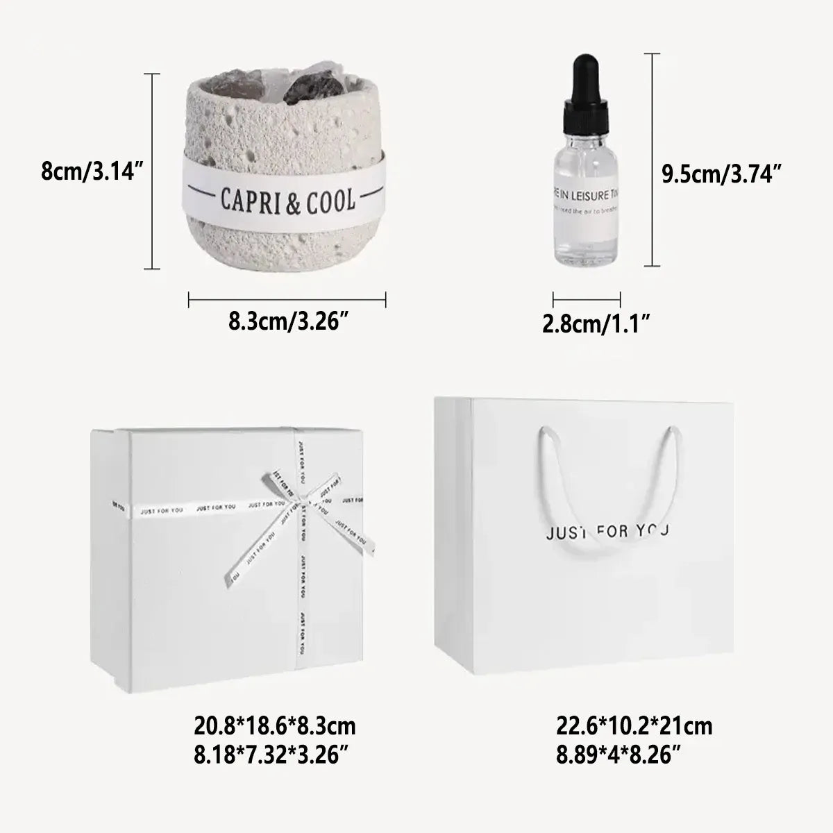 Crystal Stone Oil Diffuser Passive Aromatherapy Set White Natural Bedroom Decor - Blue Bellflower