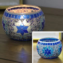 2Pcs European Style Colourful Mosaic Glass Candle Holder Cup Tabletop Decor - Orange