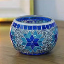 2Pcs European Style Colourful Mosaic Glass Candle Holder Cup Tabletop Decor - Orange