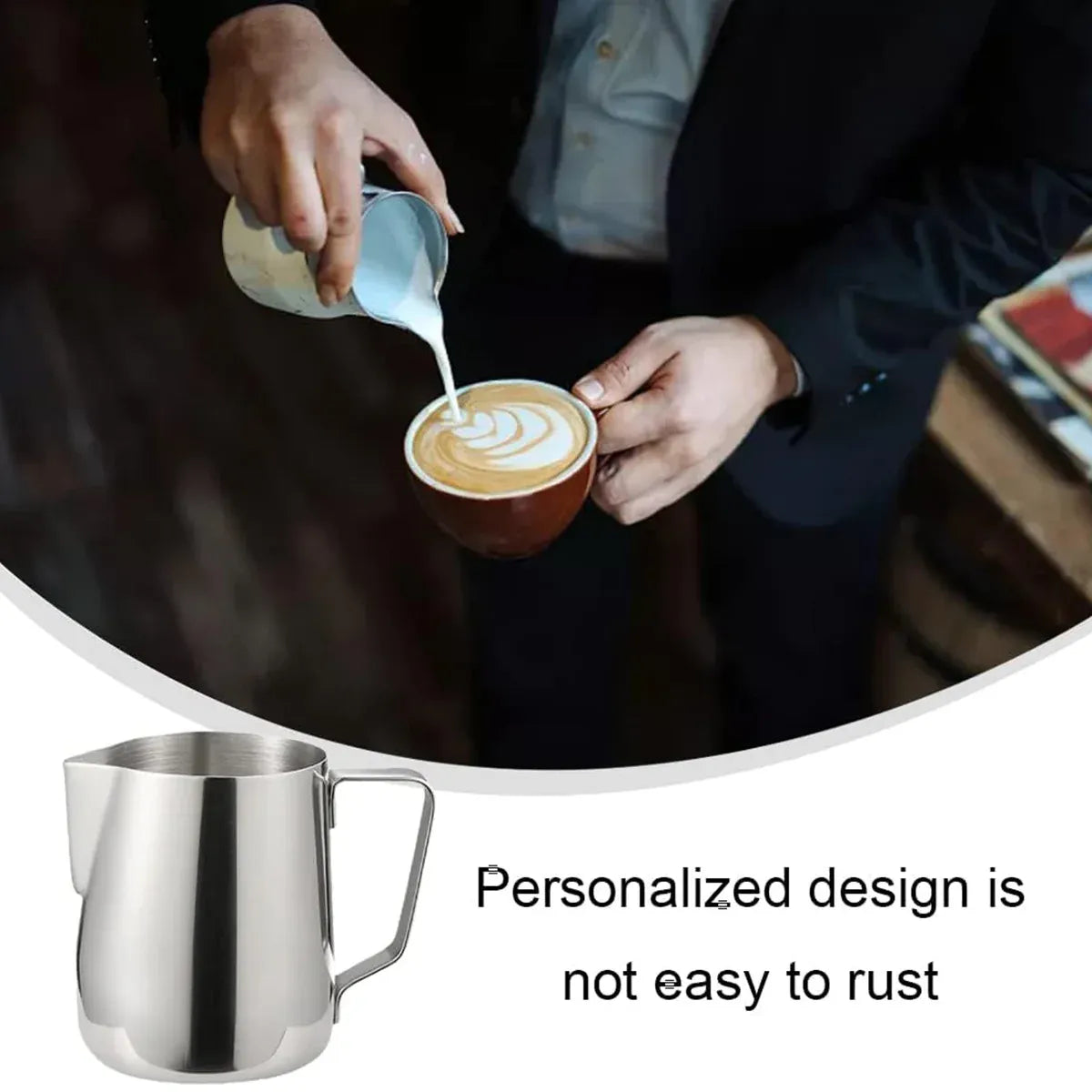 Stainless Steel Latte Art Cup 350ml 600ml Milk Frothing Pitcher Coffee Barista - 350ml
