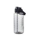 2L Water Bottle Straw Cup Motivational Drink Flask With Time Markings Sports Gym - Black