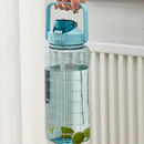2L Water Bottle Straw Cup Motivational Drink Flask With Time Markings Sports Gym - Blue