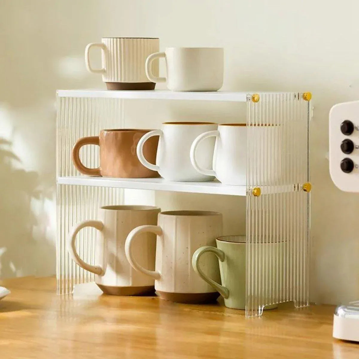 Acrylic Desktop Cup Holder Multi-Purpose Portable Storage Organizer For Home - Wood